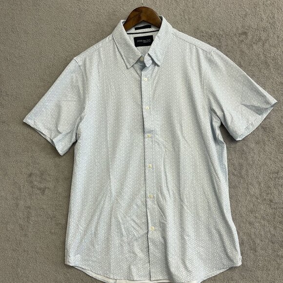 NEW Jachs New York Men's L Short Sleeved Button Up Shirt Pattern Stretch - Picture 2 of 8